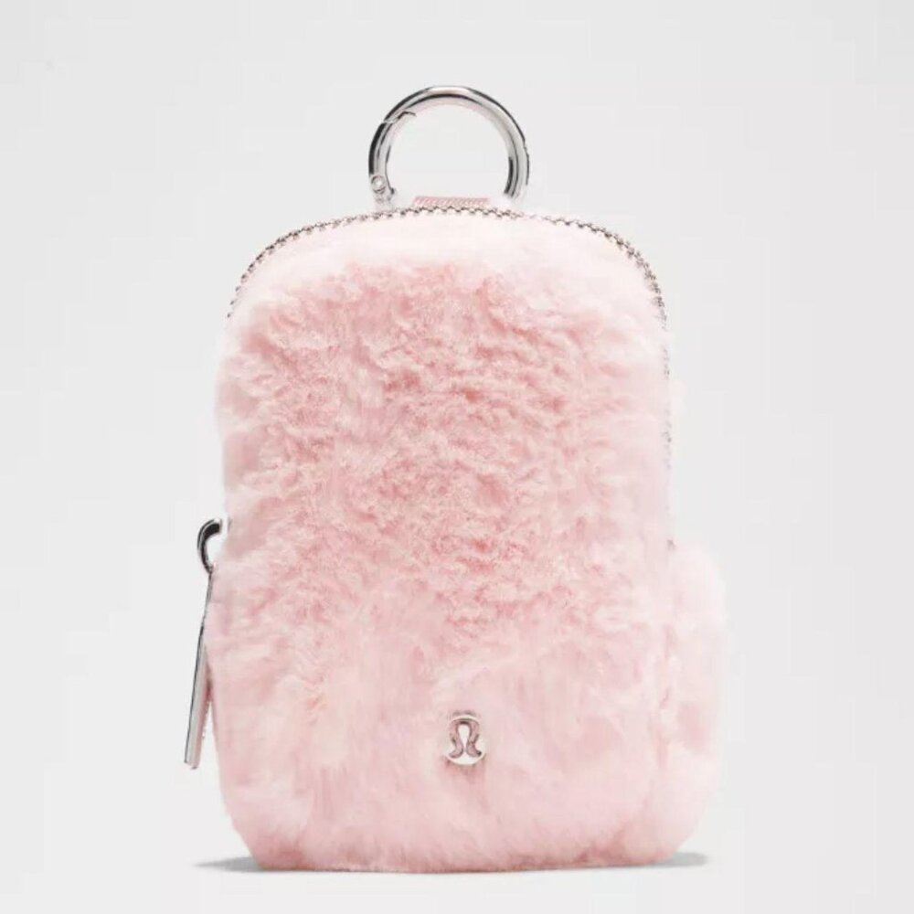 Lululemon Clippable Nano Pouch Plush Fleece in the Strawberry Milkshake Pink